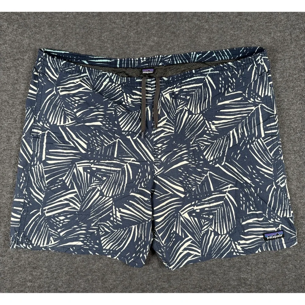 Patagonia Mens Large Blue Rain Fern Baggies Lined Swim Trunks Shorts 58034